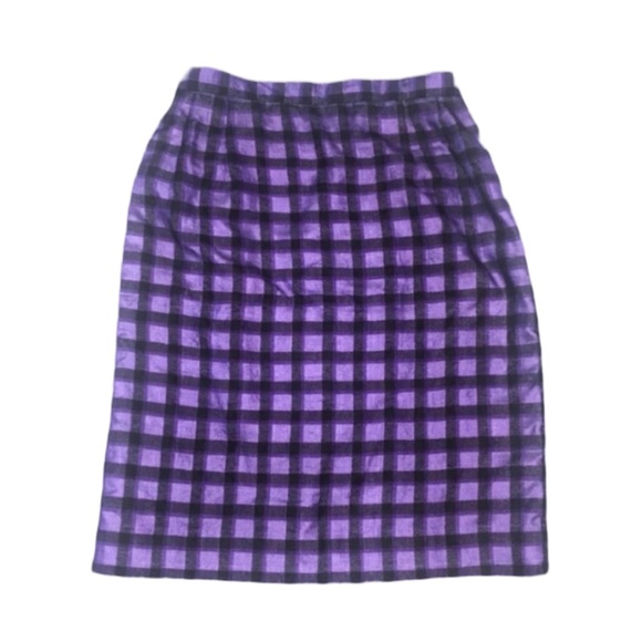 Silk Purple and Black Check pencil skirt - Picture 2 of 10